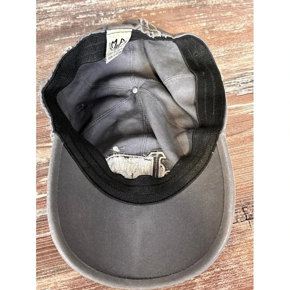 Justin Boots Gray Baseball Cap Distressed Stitching One Size‎ Fits All